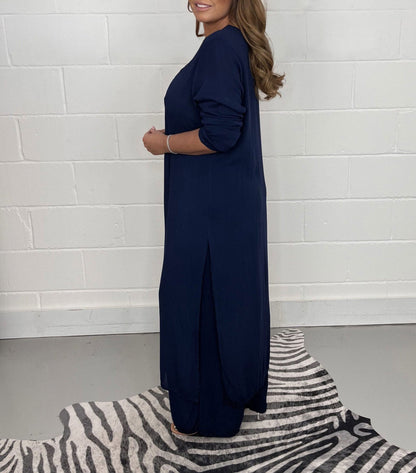 ALEJANDRA-CASUAL V-NECK TWO-PIECE SET