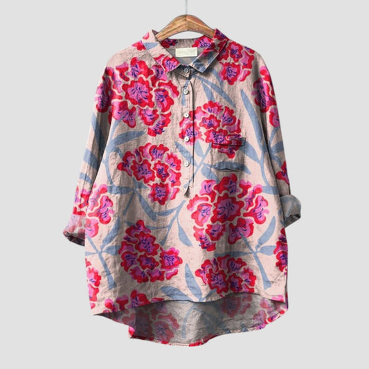 Renata – wild bloom drape blouse
