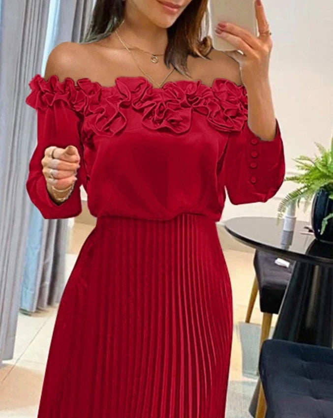 Carina – romantic allure off-shoulder maxi dress