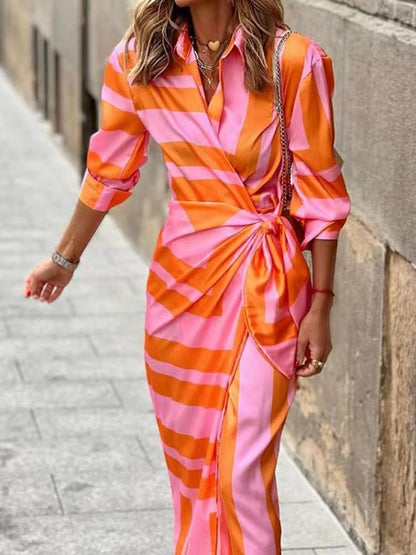 MIRAL-ELEGANT WRAP DRESS WITH PATTERN
