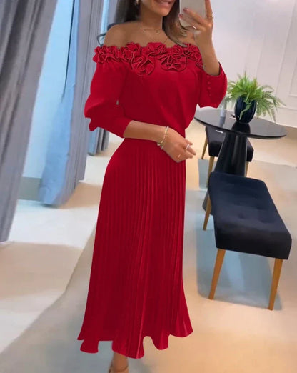 Carina – romantic allure off-shoulder maxi dress