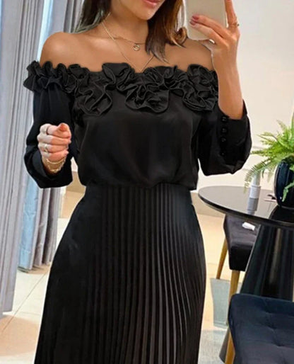 Carina – romantic allure off-shoulder maxi dress