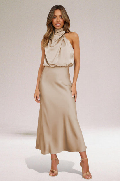 VALENTINA - SATIN DRESS WITH SOPHISTICATED DETAILS