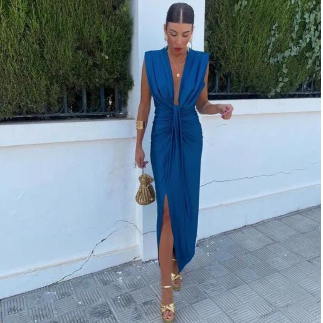 ISABELLA - PARTY DRESS WITH PLUNGING NECKLINE