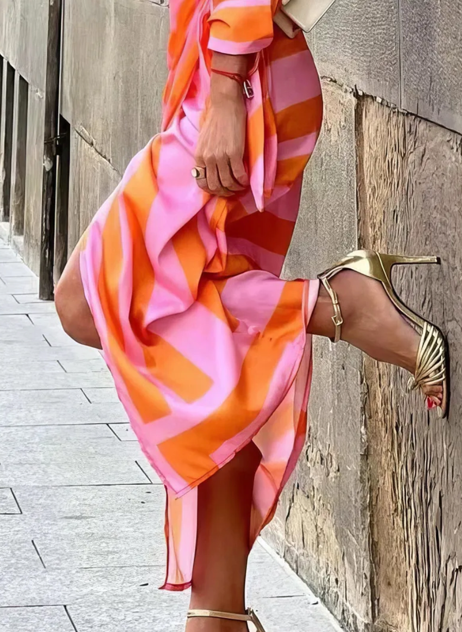 MIRAL-ELEGANT WRAP DRESS WITH PATTERN