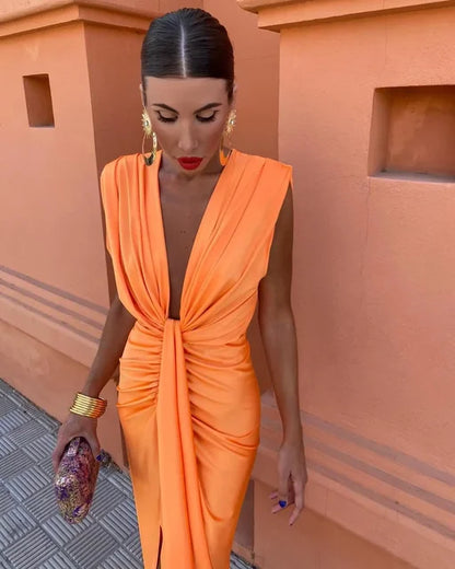ISABELLA - PARTY DRESS WITH PLUNGING NECKLINE