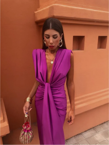 ISABELLA - PARTY DRESS WITH PLUNGING NECKLINE