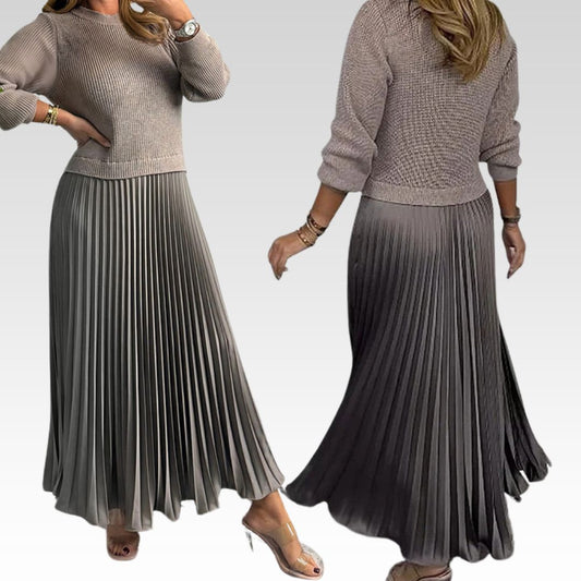 MARIA - ELEGANT AND STYLISH PLEATED DRESS WITH ROUND NECK