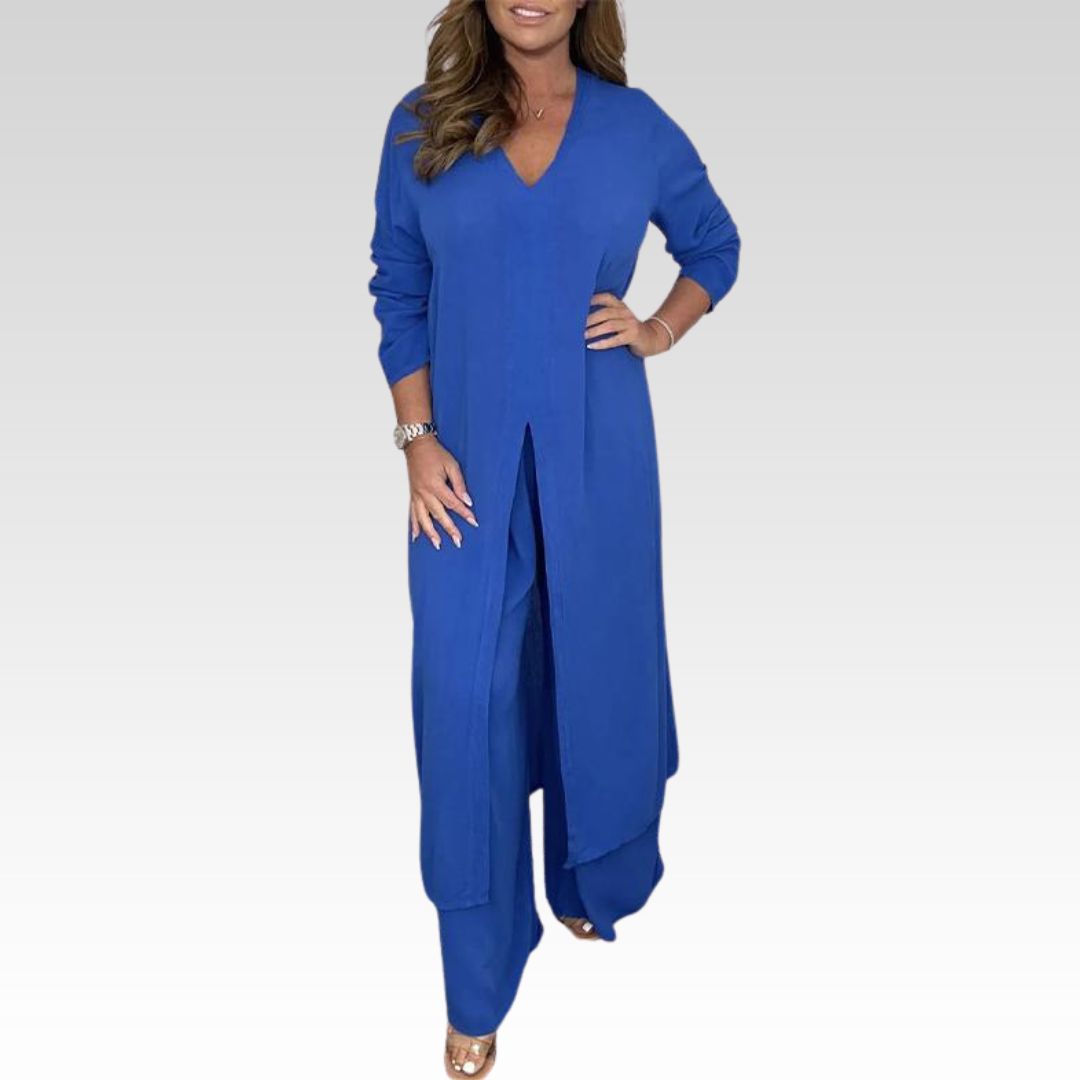 ALEJANDRA-CASUAL V-NECK TWO-PIECE SET