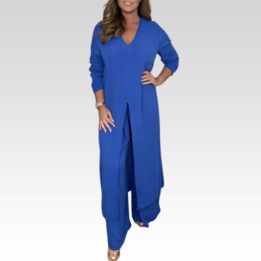 ALEJANDRA-CASUAL V-NECK TWO-PIECE SET