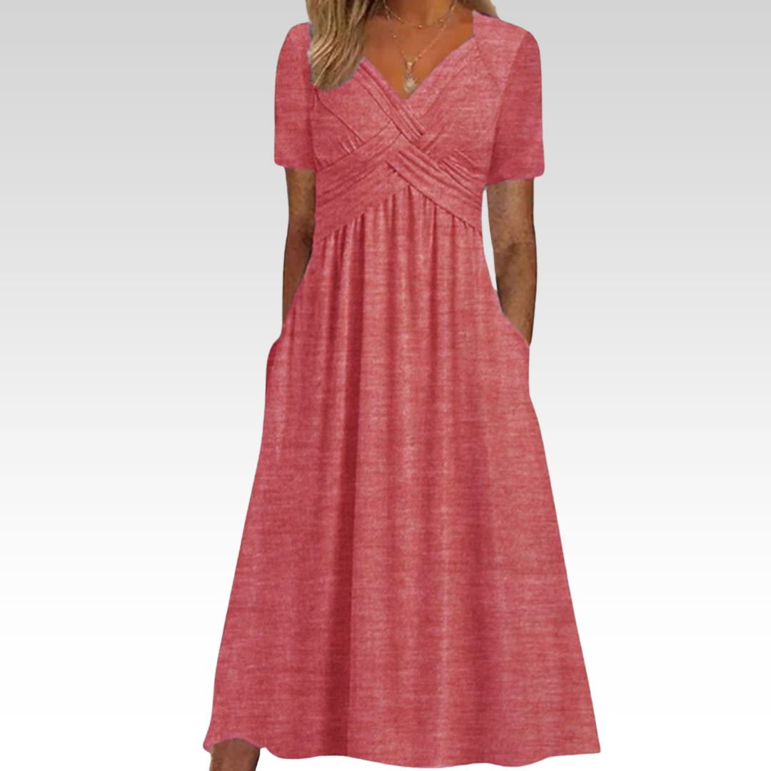 HAINAH - V-NECK FLATTERING DRESS