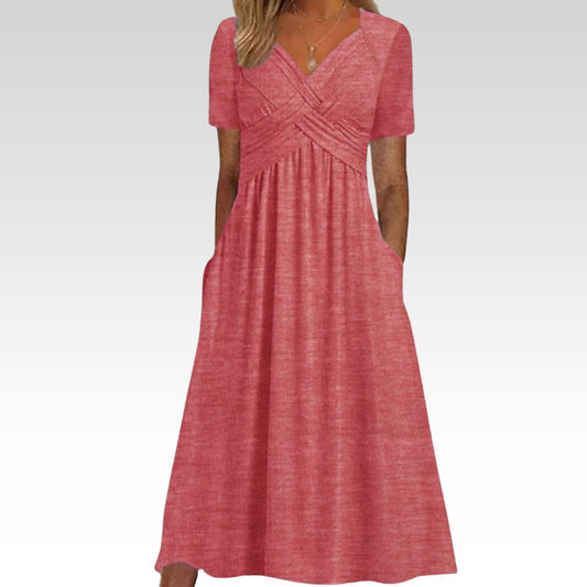 HAINAH - V-NECK FLATTERING DRESS