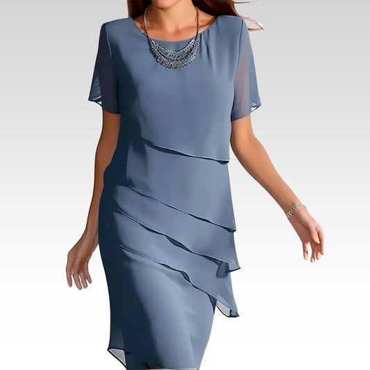 MONIKA - MIDI DRESS WITH SHORT SLEEVES