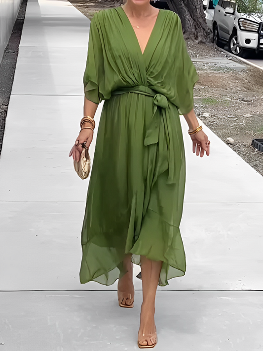 Gasa Dress– soft elegance with a V-neckline