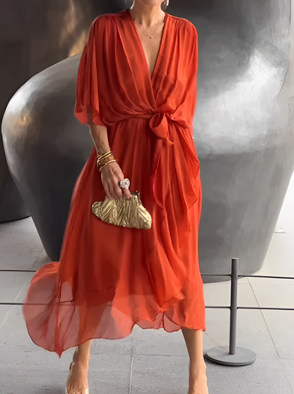 Gasa Dress– soft elegance with a V-neckline