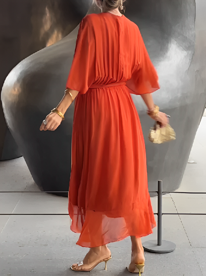 Gasa Dress– soft elegance with a V-neckline