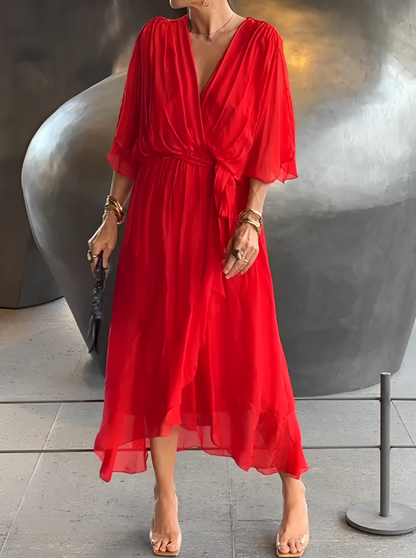 Gasa Dress– soft elegance with a V-neckline