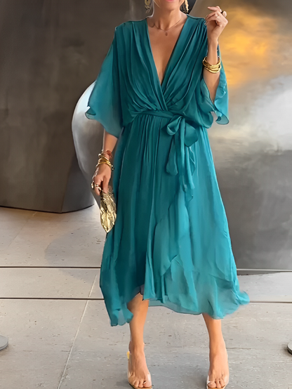 Gasa Dress– soft elegance with a V-neckline