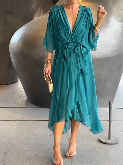 Gasa Dress– soft elegance with a V-neckline