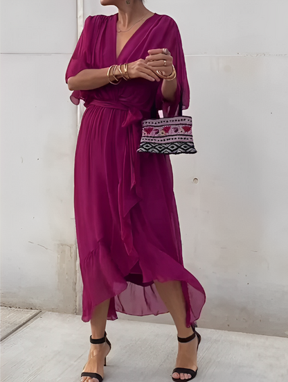 Gasa Dress– soft elegance with a V-neckline