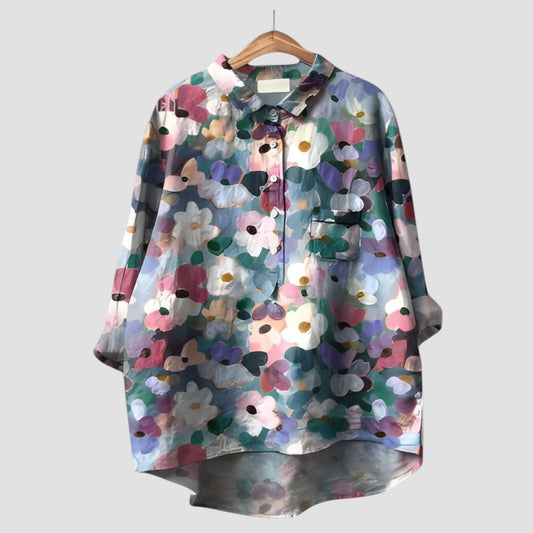 Veronica – painterly bloom oversized shirt