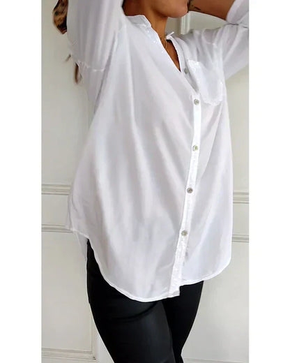 Elaine – midnight gloss drape blouse