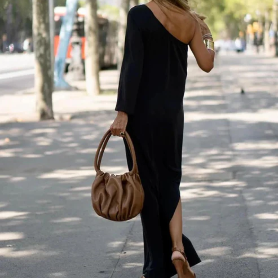 Aiden – sculpted elegance one-shoulder dress