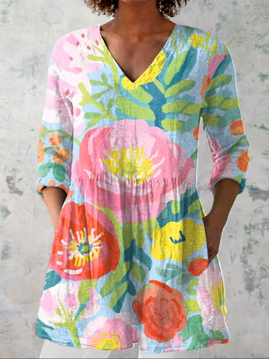 Watercolor Floral – painted bloom midi dress