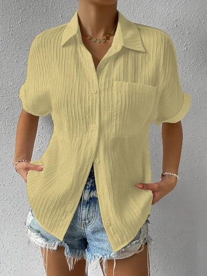 Brielle – sun-kissed linen ripple top