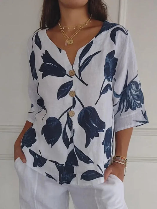 Sanne – wild bloom button-up blouse