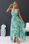 Rosea – elegant garden breeze halter maxi