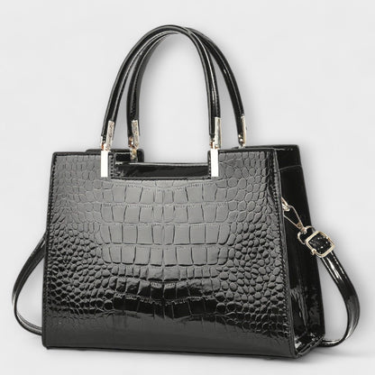 GLOSSY CROCODILE-PATTERN HANDBAG