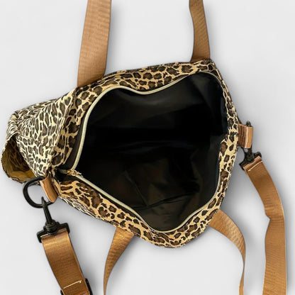 LEOPARD PRINT -CANVAS CROSSBODY BAG