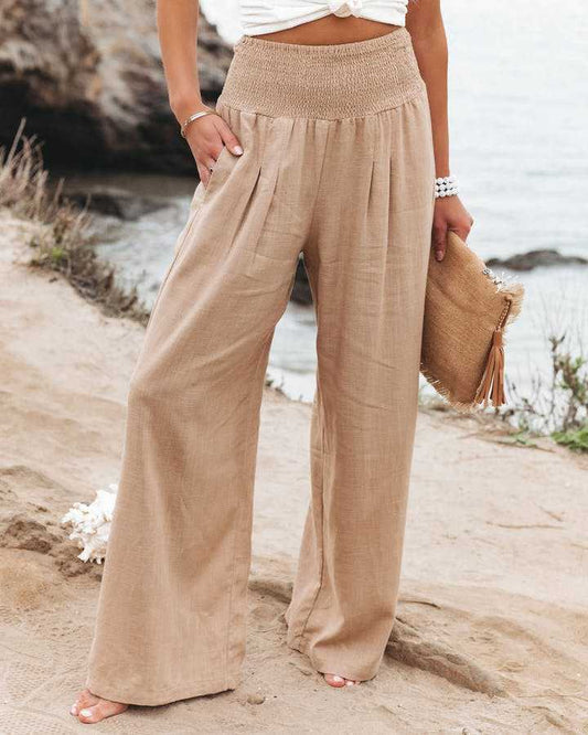 LILY - FLOWING BEACH PANTS WITH WIDE LEGS