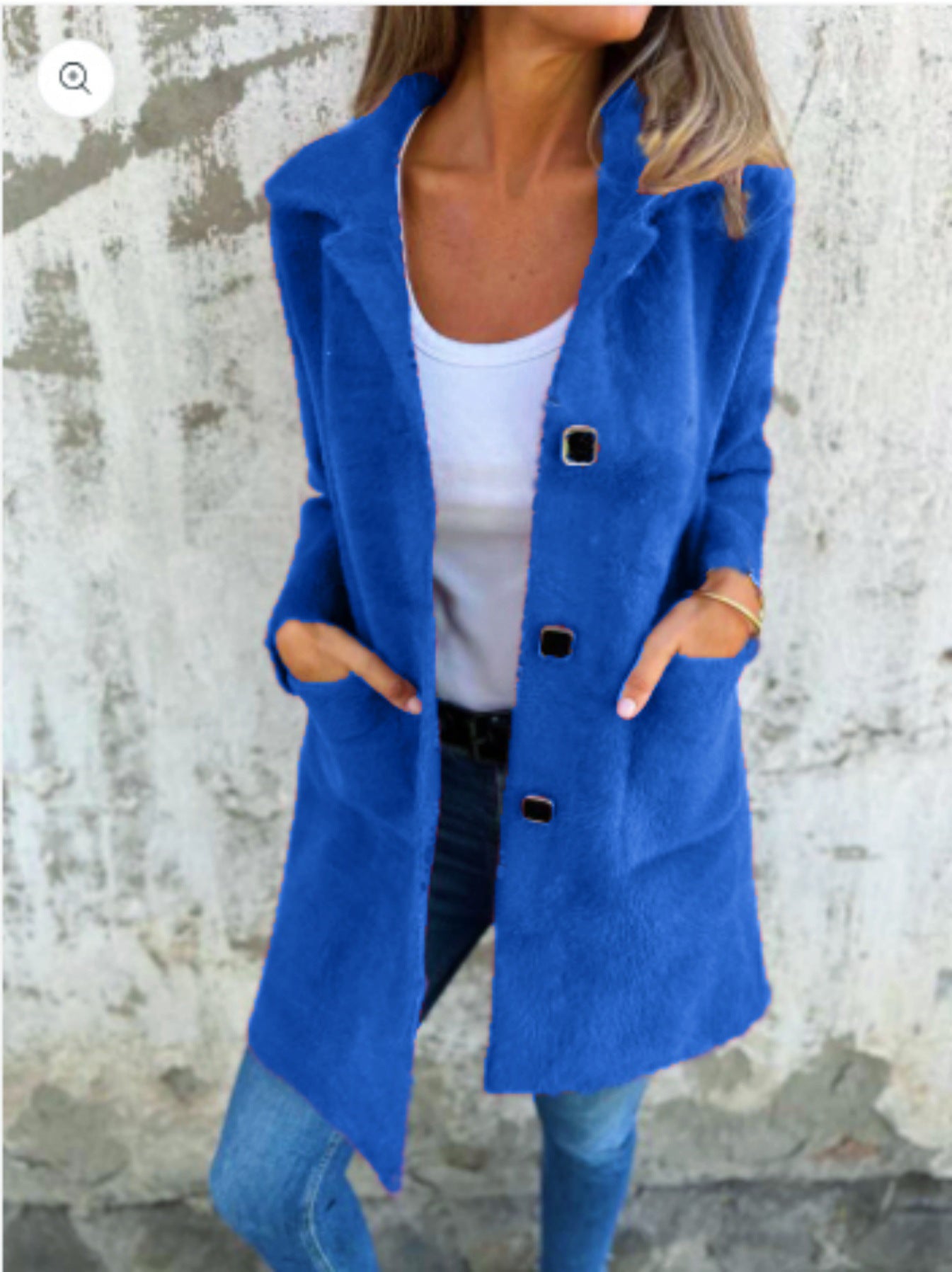 CASUAL SINGLE-BREASTED THICK COAT WITH LAPELS