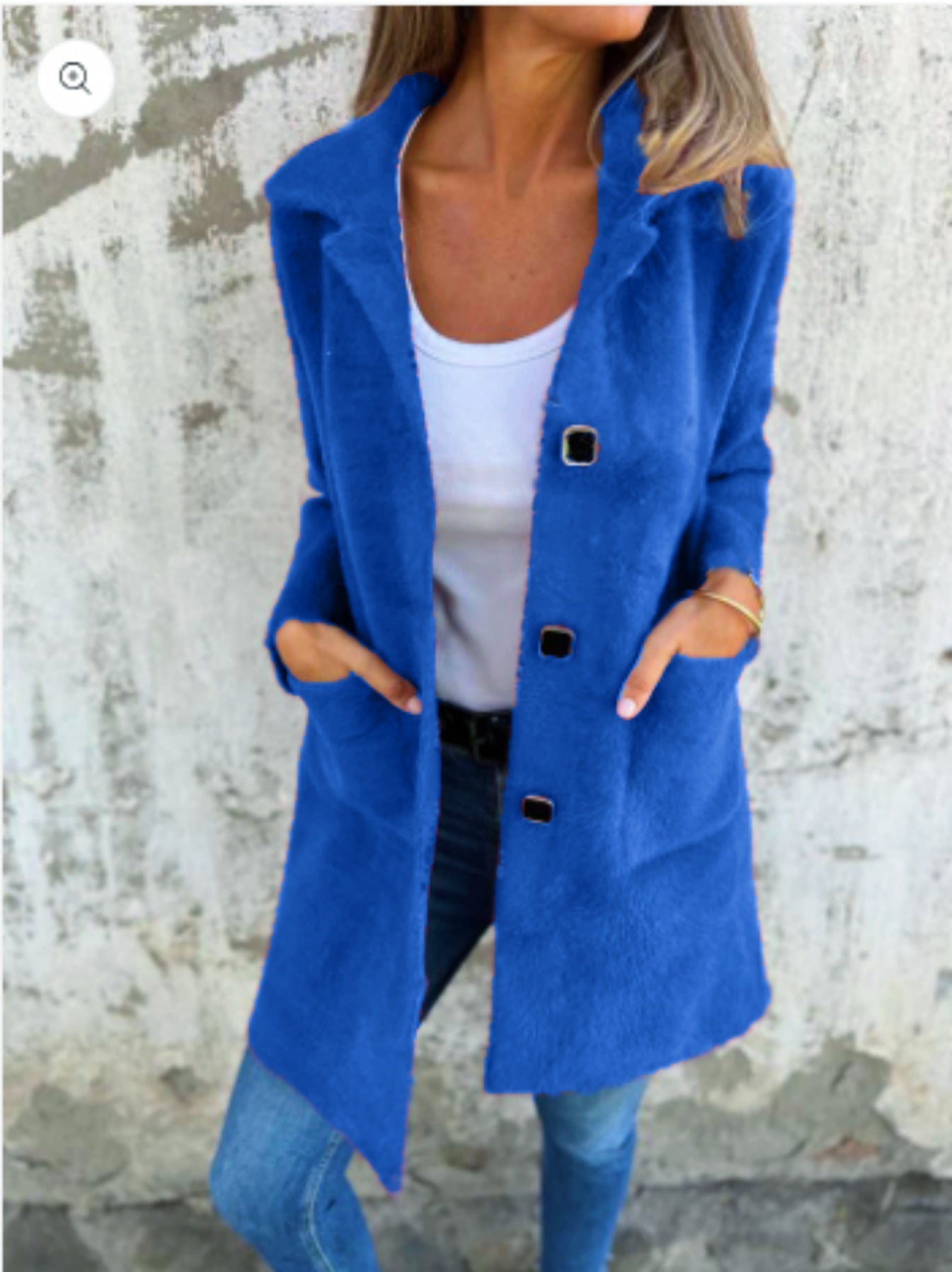 CASUAL SINGLE-BREASTED THICK COAT WITH LAPELS