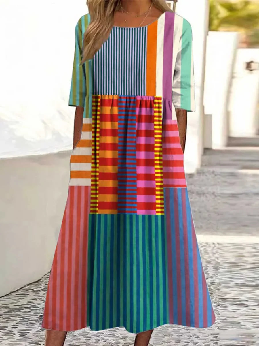 Vintage Geometric – soft rhythm cotton dress