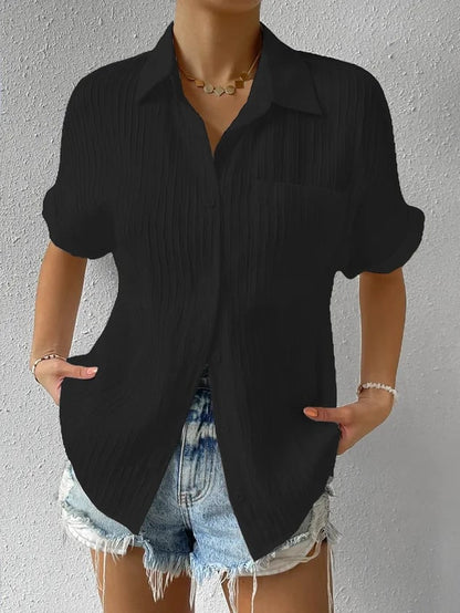 Brielle – sun-kissed linen ripple top