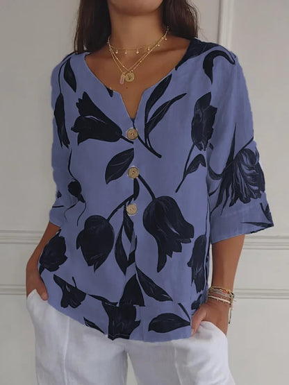 Sanne – wild bloom button-up blouse