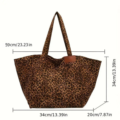 ELEGANT LEOPARD -PRINT CANVAS SHOULDER BAG