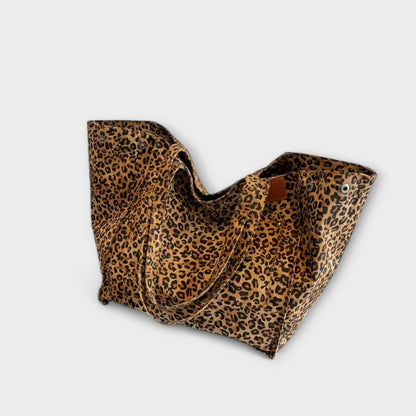 ELEGANT LEOPARD -PRINT CANVAS SHOULDER BAG
