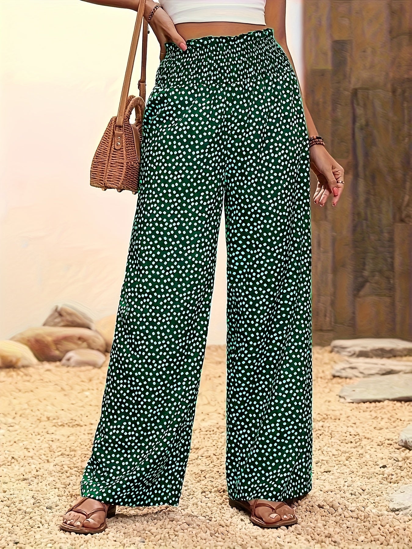MIRA - ALLOVER PRINT WIDE-LEG PANTS