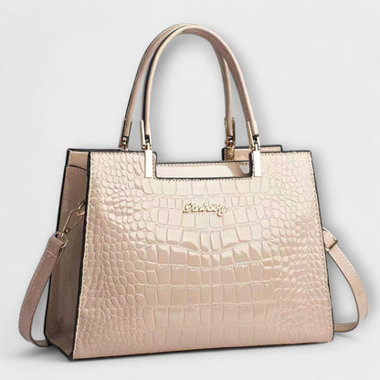 GLOSSY CROCODILE-PATTERN HANDBAG