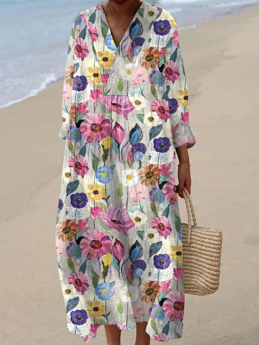 Vintage Floral – artful grace linen dress