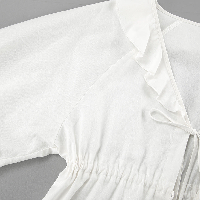 ALEXANDRA - CHIC RUFFLED TIE-FRONT TOP WITH MATCHING SHORTS ENSEMBLE