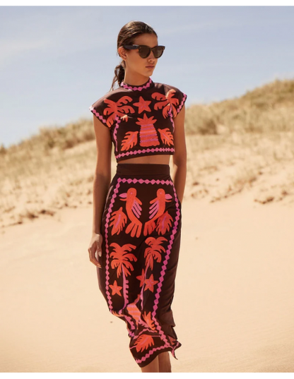 Katia – sunlit bloom top & skirt set