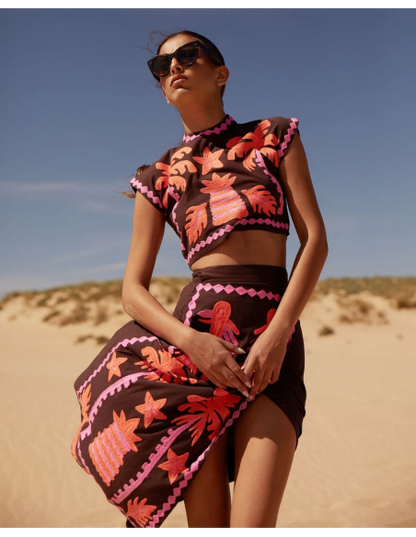 Katia – sunlit bloom top & skirt set