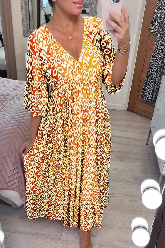 Bohemian – sun-kissed drape wrap maxi dress