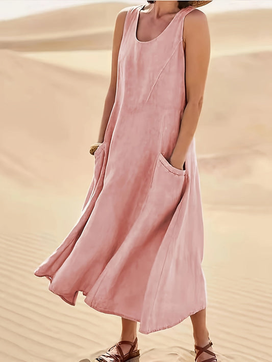 SOPHIA - SLEEVELESS MAXI DRESS WITH POCKETS