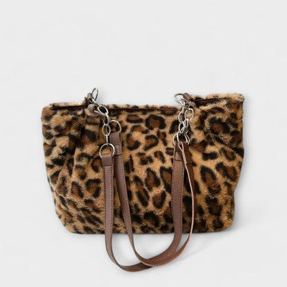 TRENDY LEOPARD-INSPIRED FAUX FUR TOTE